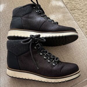 Black Lace-Up Ankle Boots